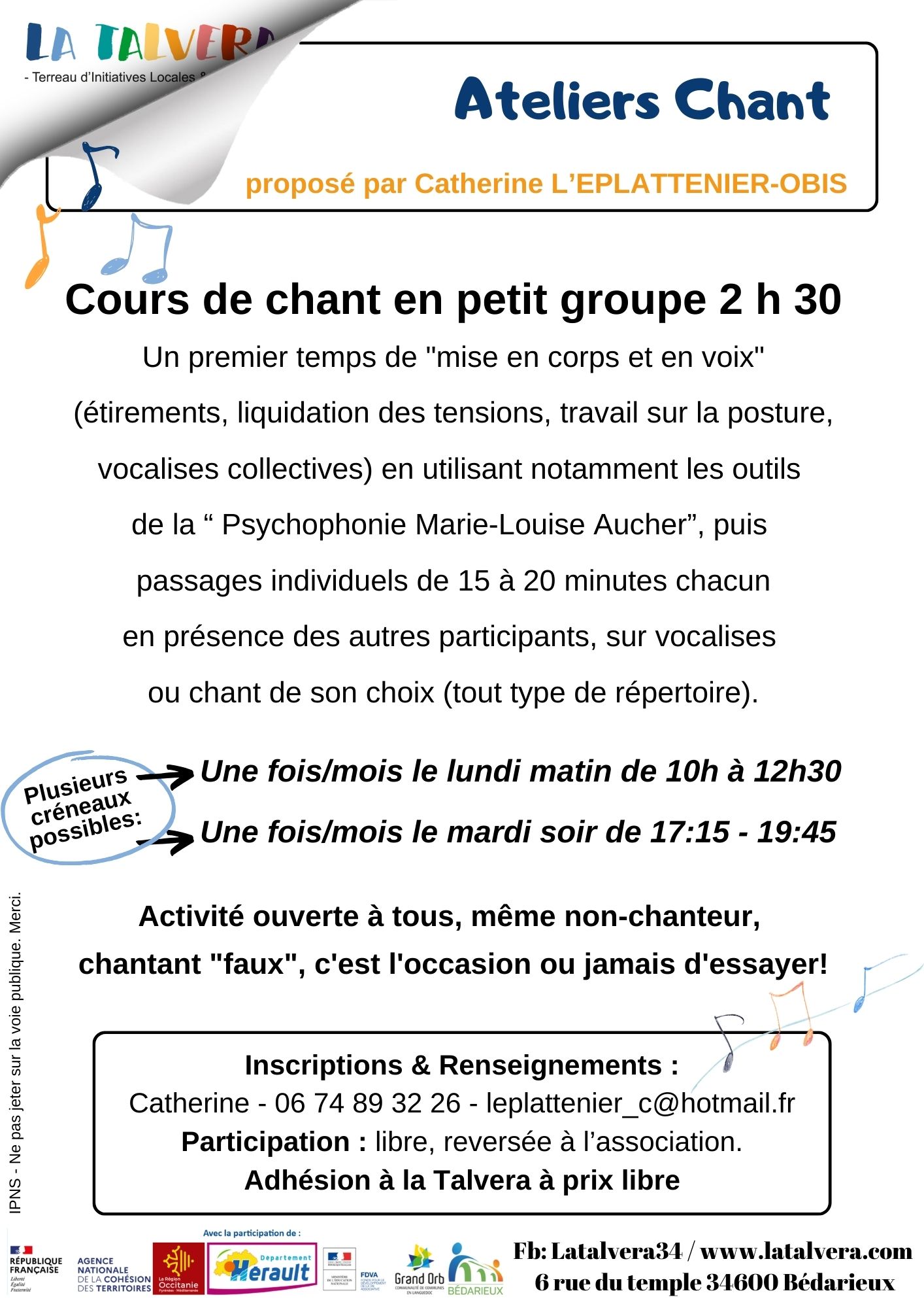 cours de chant en petit groupe